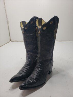Buitre Men’s Cowboy Boots Black Alligator Gator Embossed Leather 26.5MX/29.5US